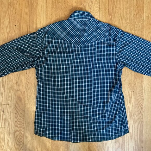 Vintage Wrangler Long-Sleeve Western Shirt Pearl Snap Plaid Green Men's Large - Picture 5 of 5
